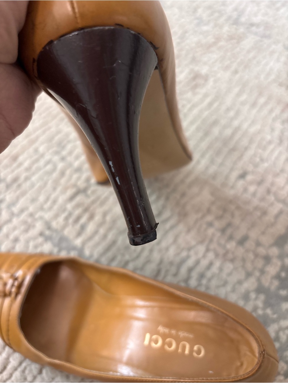 Gucci Tan Leather Pointed Toe Heels - Picture 5 of 8